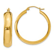 10k Yellow Gold Hoop Earrings, Polished Round Lightweight Classic Style for Women