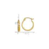 10k Yellow Gold Hoop Earrings, Diamond-Cut Textured Lightweight Medium Hoops for Women