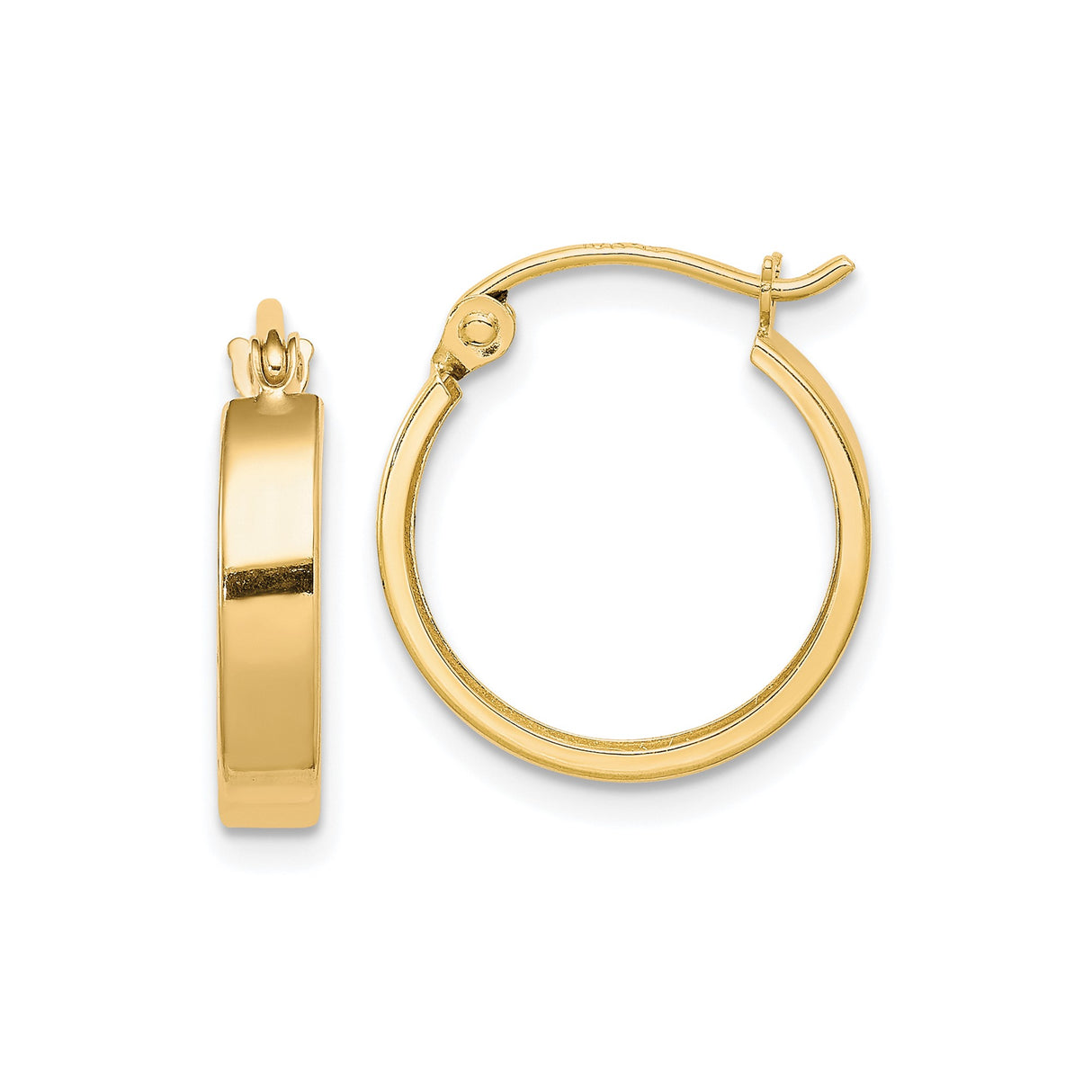 10k Yellow Gold Hoop Earrings, Classic Polished Tube Style, Lightweight Minimalist Design