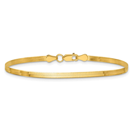 10K Yellow Gold 2.5 mm Herringbone Chain Anklet, Polished alternate angle