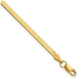 10K Yellow Gold 2.5 mm Herringbone Chain Anklet, Polished detail view