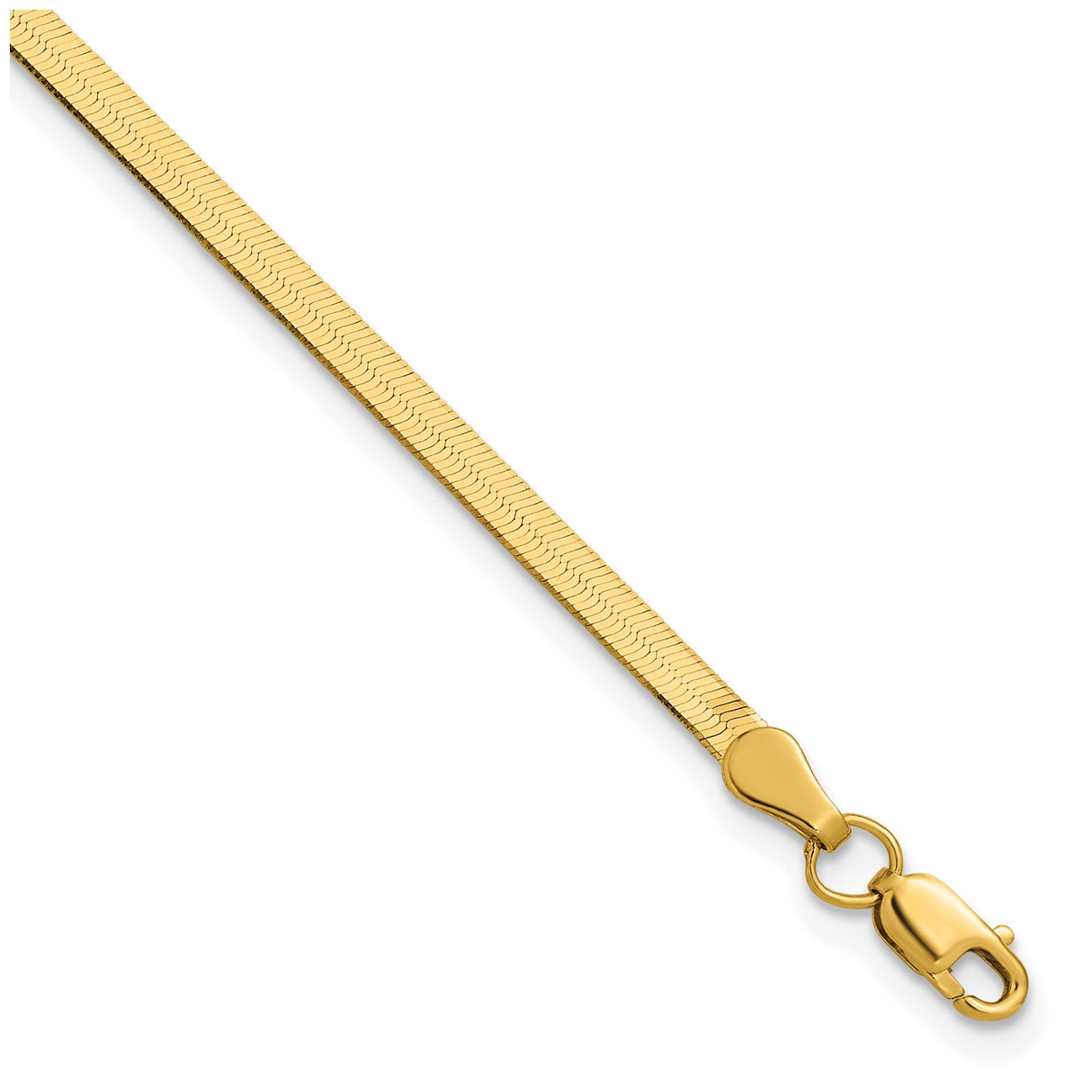 10K Yellow Gold 2.5 mm Herringbone Chain Bracelet, Polished detail view