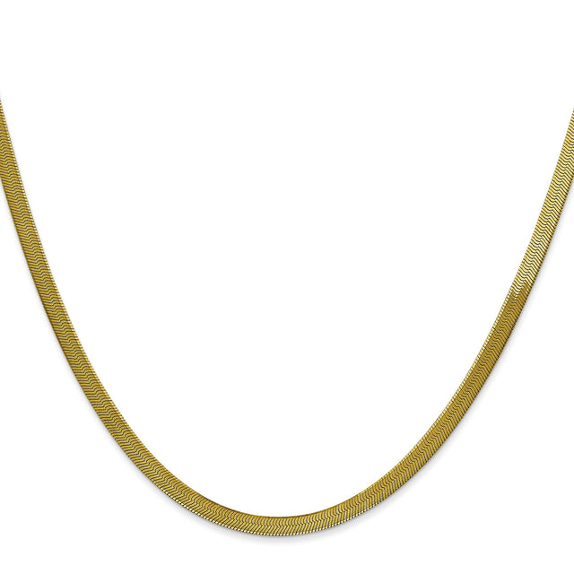 10K Yellow Gold 3 mm Herringbone Chain Necklace, Polished