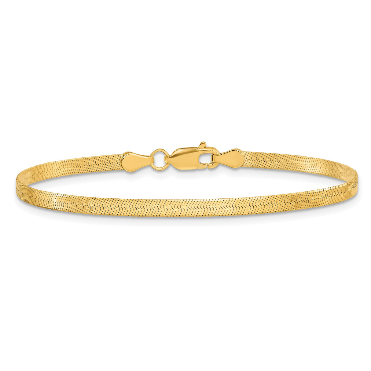 10K Yellow Gold 3 mm Herringbone Chain Anklet, Polished