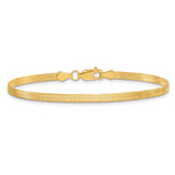 10K Yellow Gold 3 mm Herringbone Chain Anklet, Polished