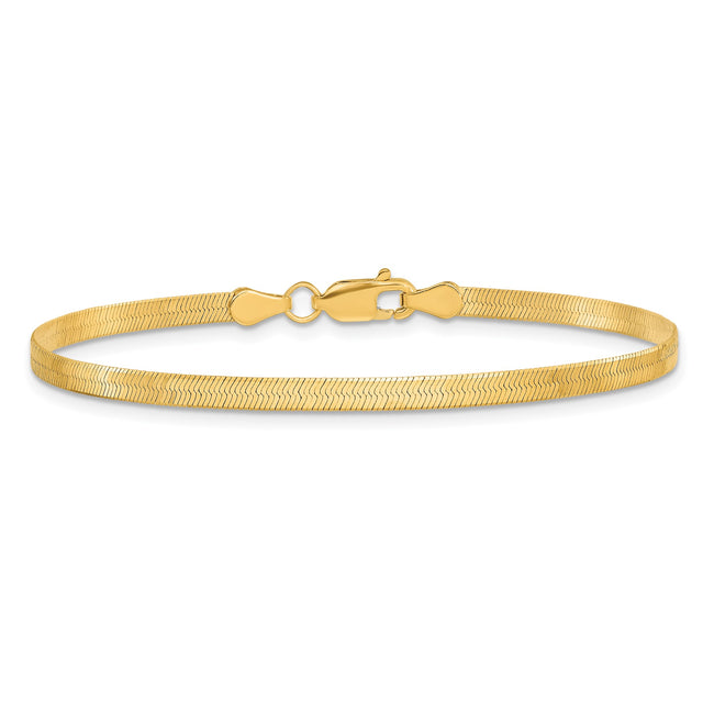 10K Yellow Gold 3 mm Herringbone Chain Anklet, Polished