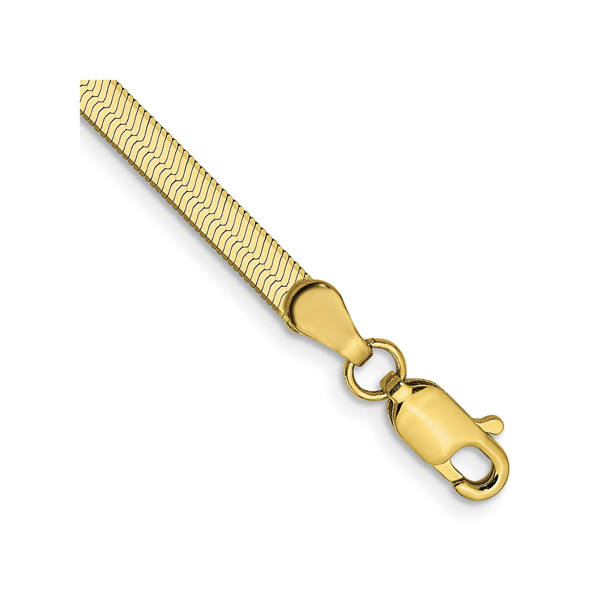 10K Yellow Gold 3 mm Herringbone Chain Bracelet, Polished alternate angle