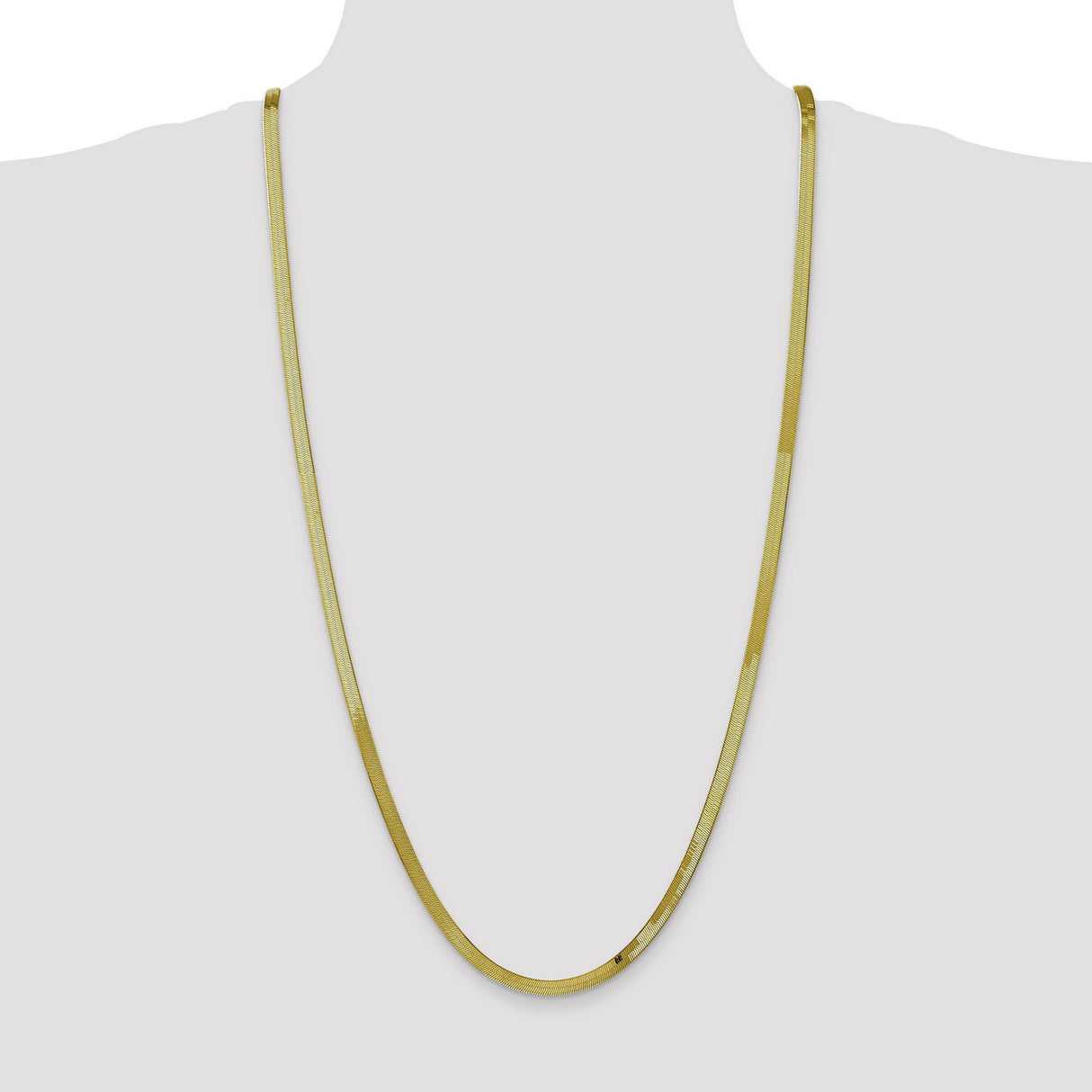 10K Yellow Gold 4 mm Herringbone Chain Necklace, Polished detail view