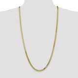 10K Yellow Gold 4 mm Herringbone Chain Necklace, Polished detail view