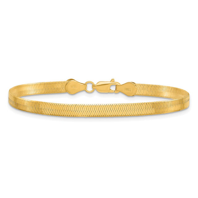 10K Yellow Gold 4 mm Herringbone Chain Anklet, Polished