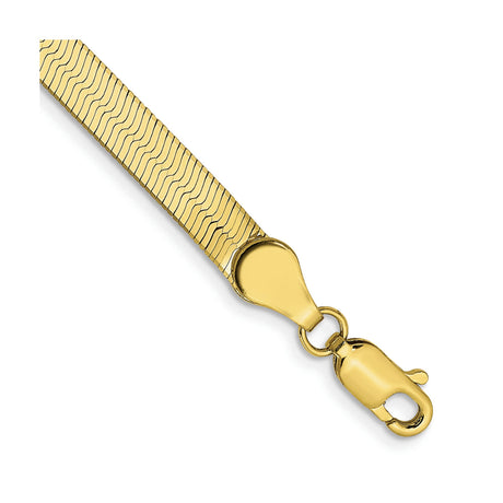 10K Yellow Gold 4 mm Herringbone Chain Anklet, Polished alternate angle