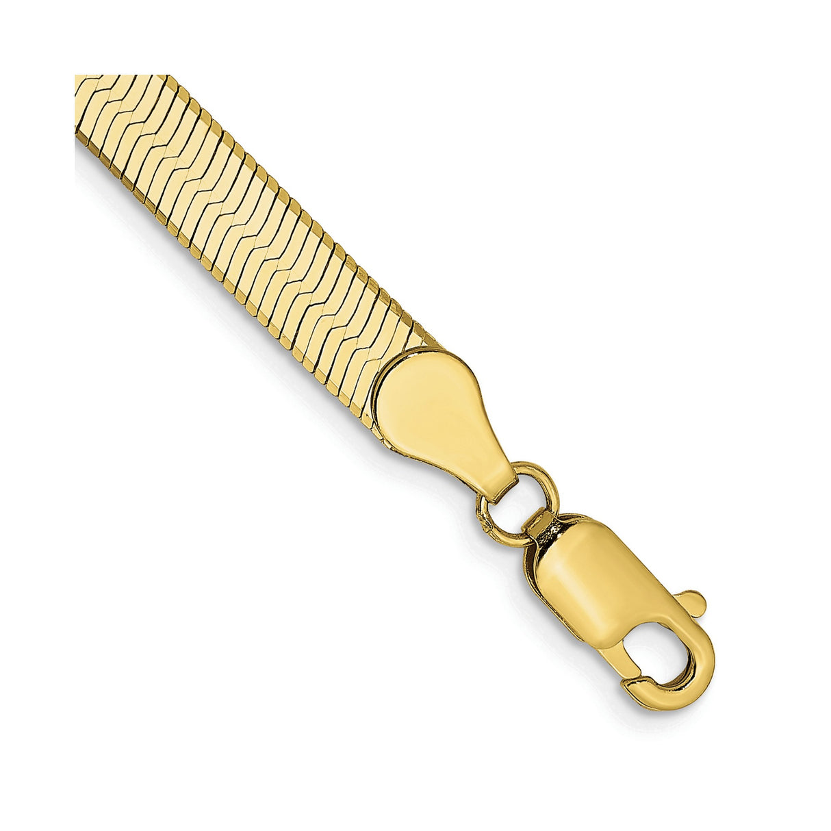 10K Yellow Gold 5 mm Herringbone Chain Bracelet, Polished alternate angle