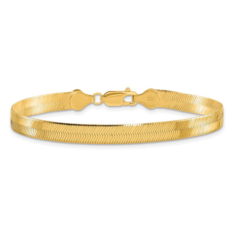 10K Yellow Gold 5.5 mm Herringbone Chain Bracelet, Polished