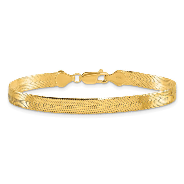10K Yellow Gold 5.5 mm Herringbone Chain Bracelet, Polished