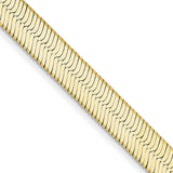 10K Yellow Gold 5.5 mm Herringbone Chain Necklace, Polished detail view