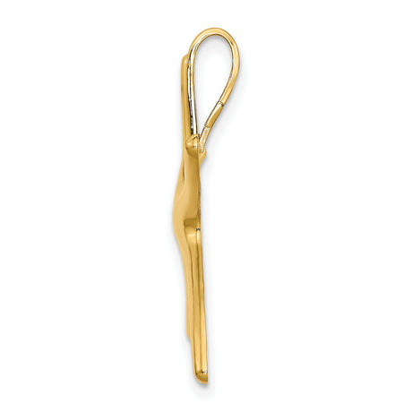 10k Yellow Gold Starfish Pendant, Polished Finish, Ocean-Inspired Nautical Charm for Women