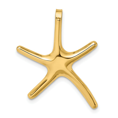 10k Yellow Gold Starfish Pendant, Polished Finish, Ocean-Inspired Nautical Charm for Women