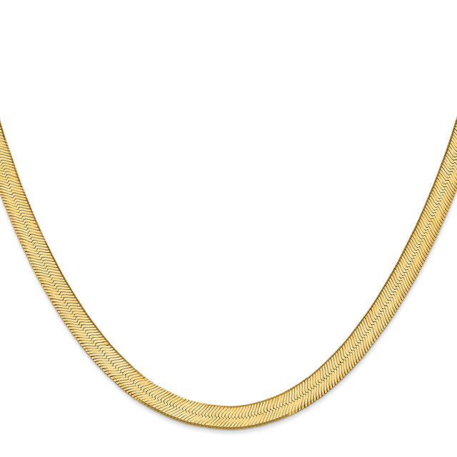 10K Yellow Gold 6.5 mm Herringbone Chain Necklace, Polished