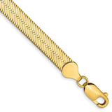 10K Yellow Gold 6.5 mm Herringbone Chain Bracelet, Polished detail view