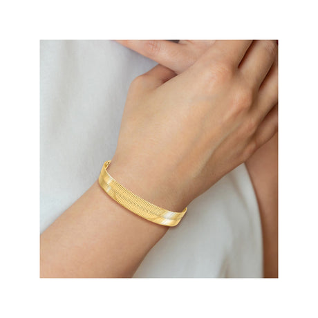 10K Yellow Gold 10 mm Herringbone Chain Bracelet, Polished alternate angle
