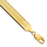 10K Yellow Gold 10 mm Herringbone Chain Bracelet, Polished detail view