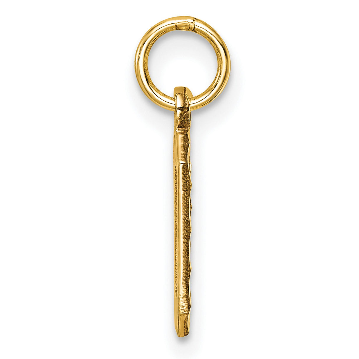 10k Yellow Gold Number 0 Pendant Charm with Textured Beveled Edges, Unisex Design