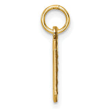 10k Yellow Gold Number 0 Pendant Charm with Textured Beveled Edges, Unisex Design