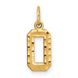 10k Yellow Gold Number 0 Pendant Charm with Textured Beveled Edges, Unisex Design