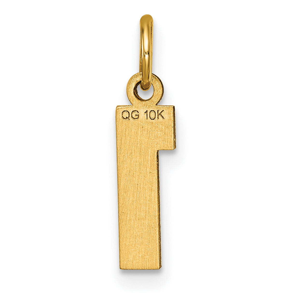 10k Yellow Gold Number One Pendant Charm, Bold Textured and Polished Design, Unisex Jewelry