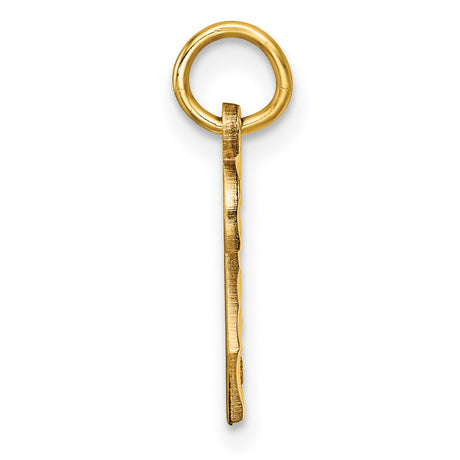10k Yellow Gold Number Two Pendant Charm, Textured Polished Unisex Jewelry
