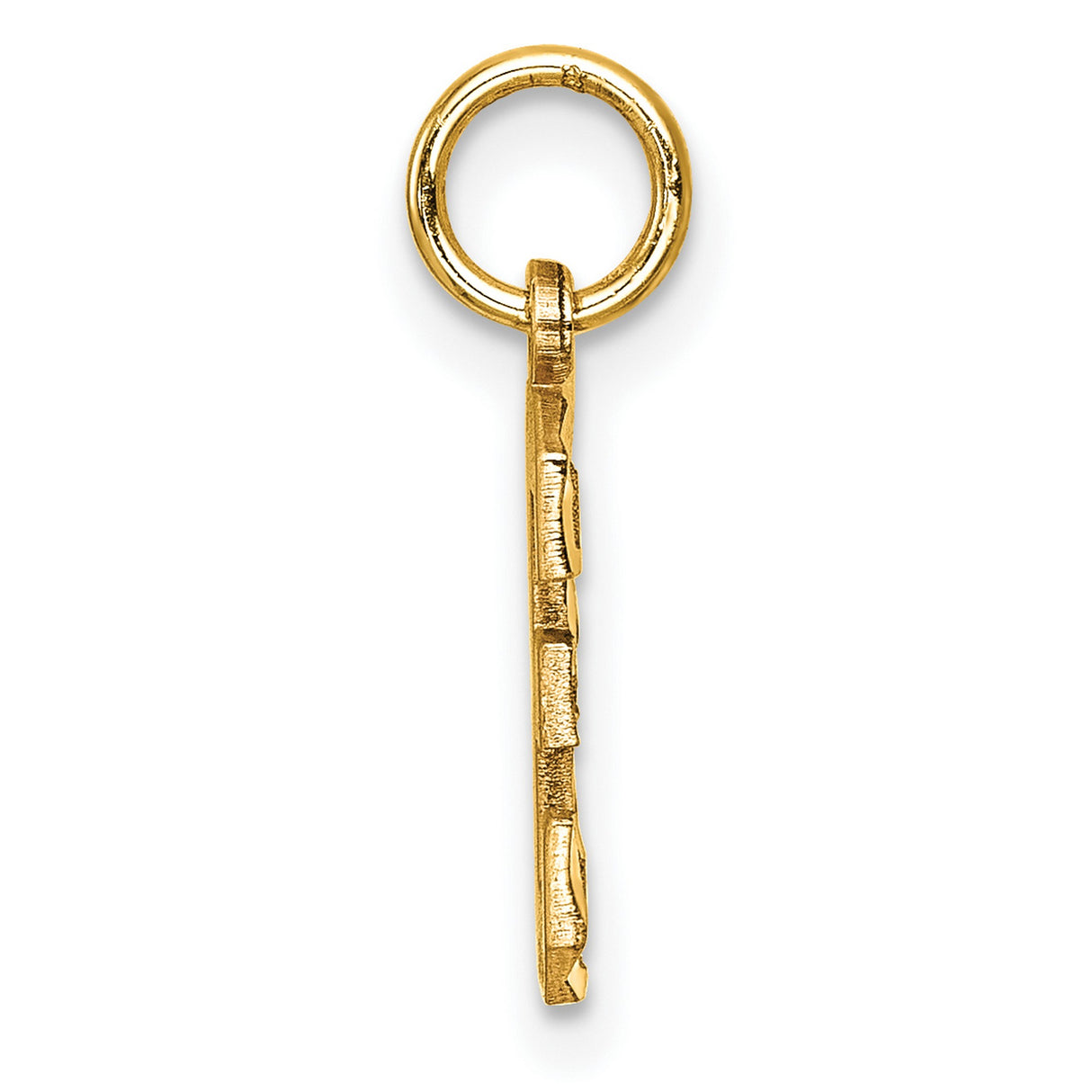 10k Yellow Gold Number Three Pendant Charm with Textured and Polished Finish