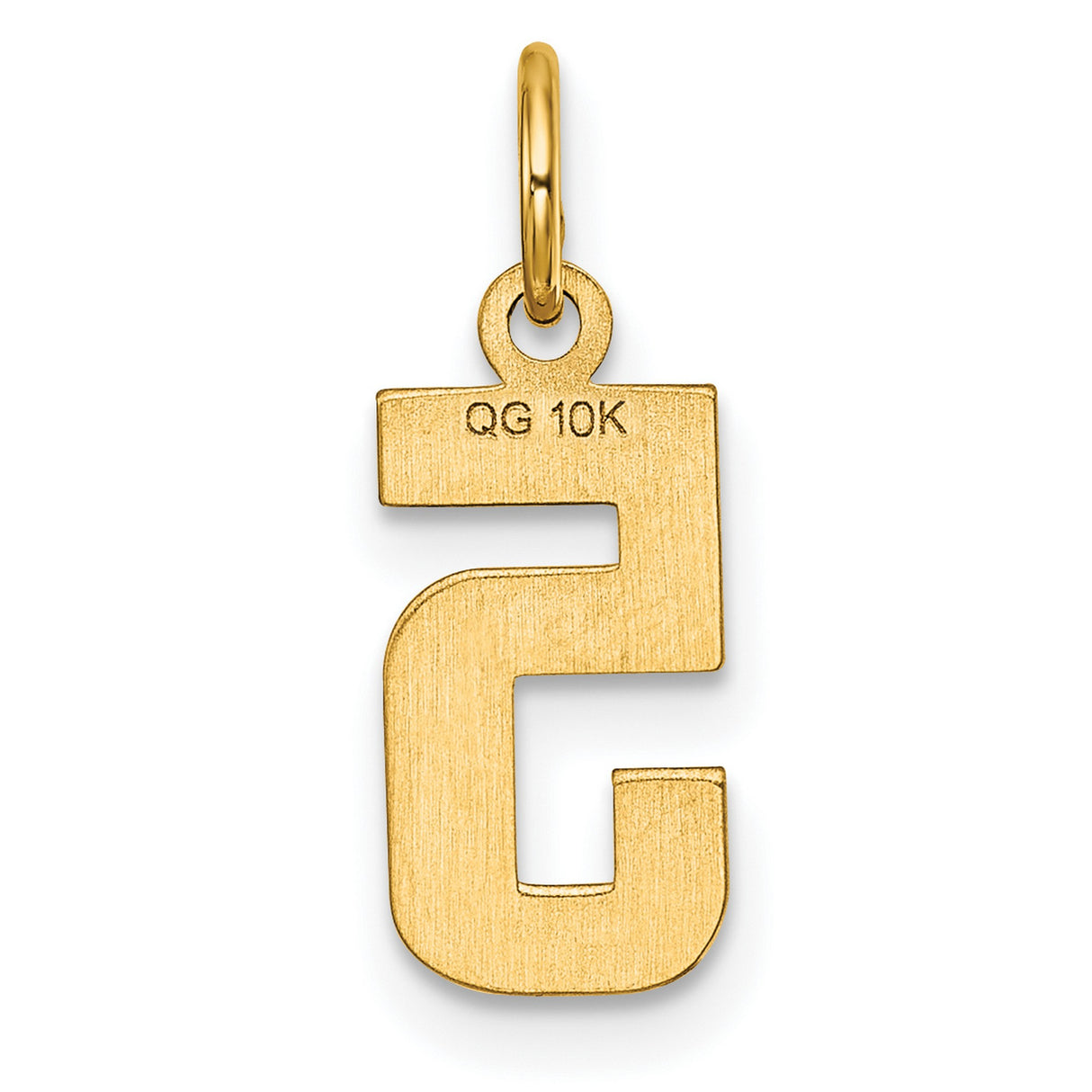 10k Yellow Gold Number 5 Pendant Charm, Polished Textured Numerology Symbol, Unisex Jewelry