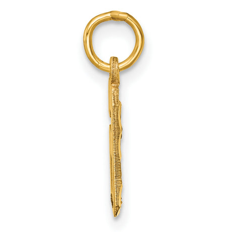 10k Yellow Gold Number 6 Pendant Charm with Textured and Polished Finish, Unisex