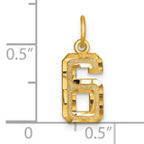 10k Yellow Gold Number 6 Pendant Charm with Textured and Polished Finish, Unisex