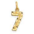 10k Yellow Gold Number 7 Pendant Charm, Textured and Polished Religious Jewelry