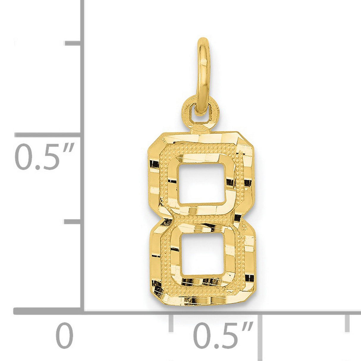 10k Yellow Gold Number 8 Pendant with Polished and Textured Finish, Unisex Infinity Charm