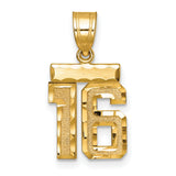 Casted Small Diamond-cut Number 16 Charm Pendant in Real 10k Yellow Gold