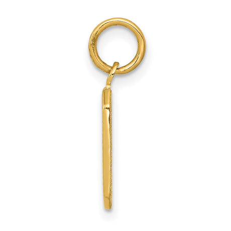 10k Yellow Gold Number 0 Pendant Charm, Block Style Zero with Polished Finish, Unisex Design