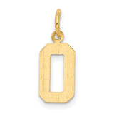 10k Yellow Gold Number 0 Pendant Charm, Block Style Zero with Polished Finish, Unisex Design