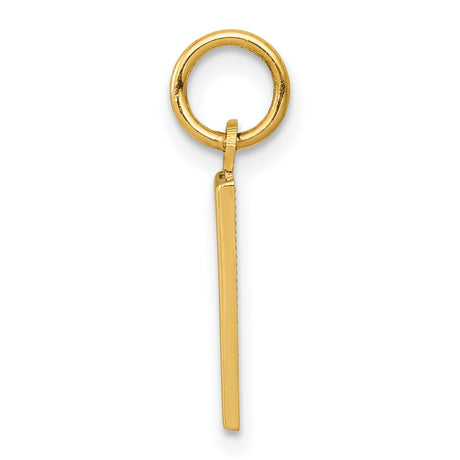 10k Yellow Gold Number One Pendant, Polished Block Numeral Charm, Unisex Sports Style