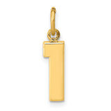 10k Yellow Gold Number One Pendant, Polished Block Numeral Charm, Unisex Sports Style