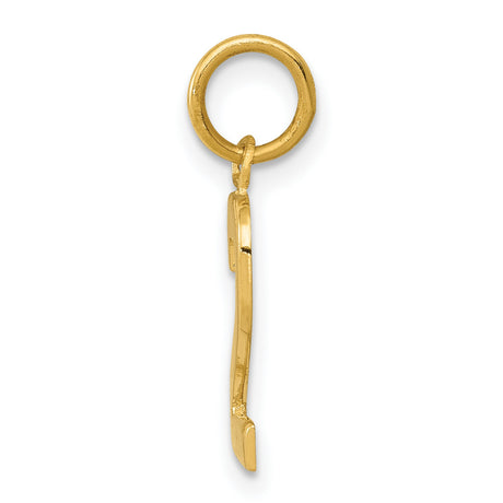 10k Yellow Gold Number Two Pendant Charm, Polished Finish, Unisex Numeric Jewelry