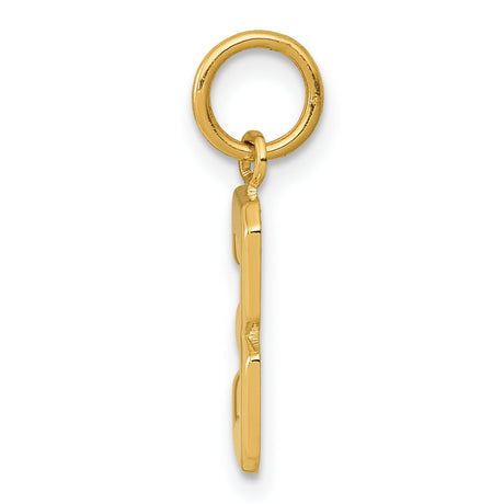 10k Yellow Gold Number 3 Pendant Charm, Polished Block Numeral Design, Unisex Jewelry