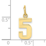 10k Yellow Gold Number 5 Pendant Charm, Bold Modern Numerology Design for Men and Women