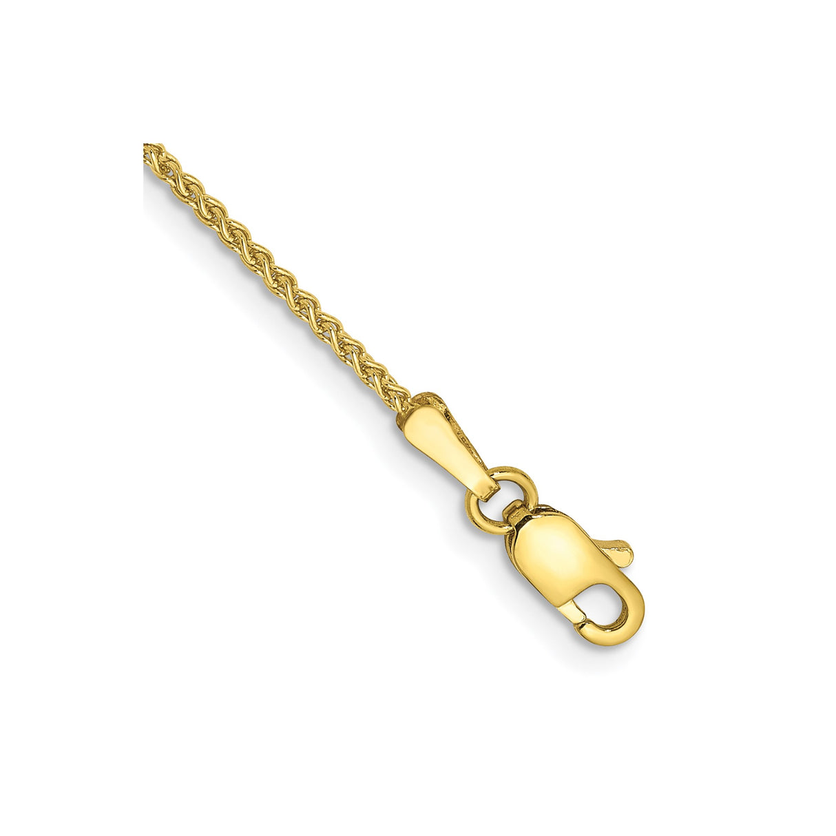 10K Yellow Gold 1.25 mm Polished Chain Anklet, Solid