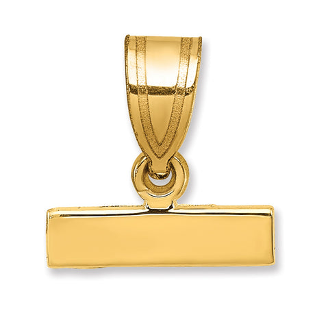 10k Yellow Gold Rectangular Bar Pendant, Flat Polished Tag for Engraving, Minimalist Charm