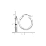 10k White Gold Hoop Earrings, Round Polished Design with Latch-Back Closure, Lightweight and Minimalist