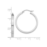 10k White Gold Hoop Earrings with Polished Finish, Hinged Snap Back, Minimalist Round Design