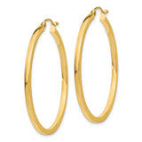 10k Yellow Gold Hoop Earrings, Classic Round Polished Lightweight Medium Hoops for Women