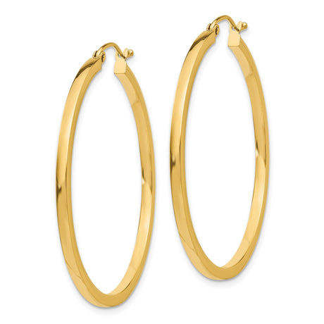 10k Yellow Gold Hoop Earrings, Classic Round Polished Lightweight Medium Hoops for Women